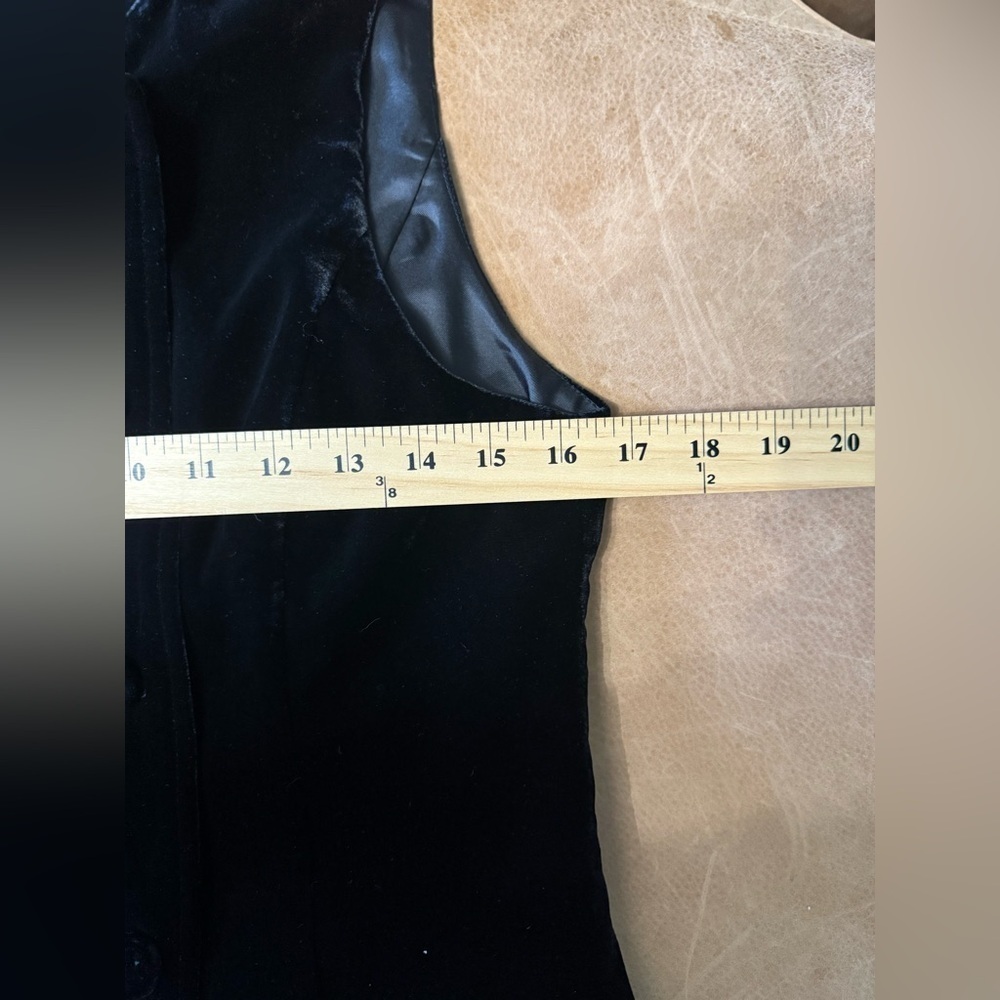 J Jill Double Breasted Vest Women XS Black Velvet Silk Blend High Neck Goth - Picture 3 of 6